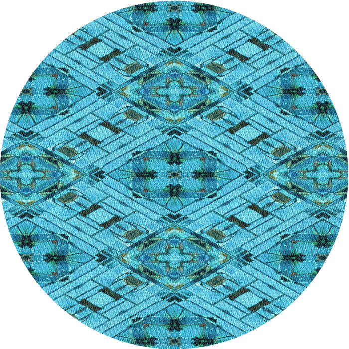 Square Machine Washable Transitional Dark Cyan Green Rug in a Living Room, wshpat1747lblu