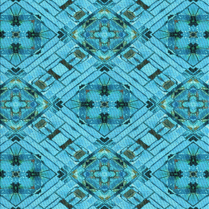 Patterned Dark Cyan Green Rug, pat1747lblu