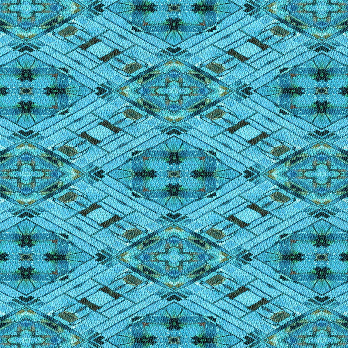Round Patterned Dark Cyan Green Rug, pat1747lblu