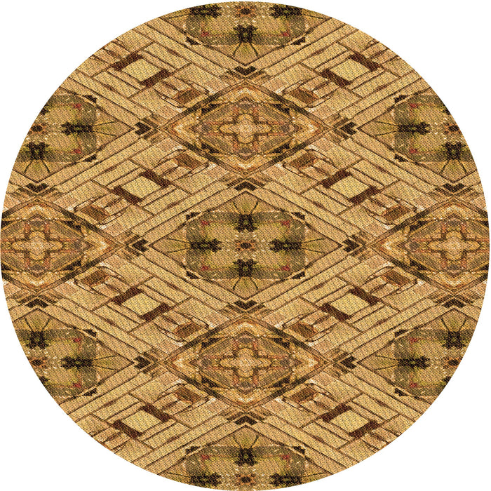 Square Patterned Saddle Brown Rug, pat1747org