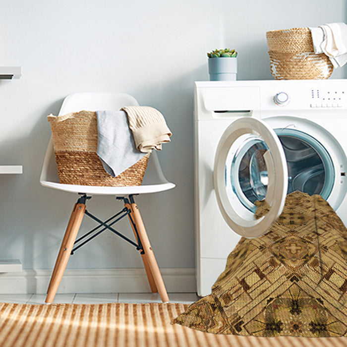 Machine Washable Transitional Saddle Brown Rug in a Washing Machine, wshpat1747org