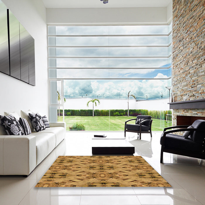 Square Patterned Saddle Brown Rug in a Living Room, pat1747org