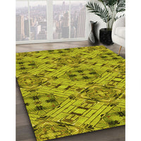 Patterned Olive Green Rug, pat1747yw