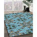 Patterned Tiffany Blue Novelty Rug in Family Room, pat1747