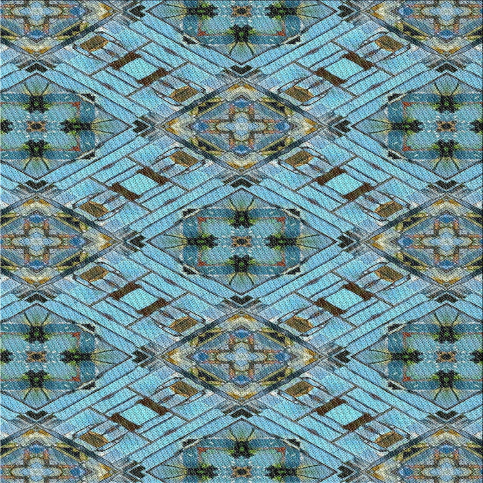 Square Patterned Tiffany Blue Novelty Rug, pat1747