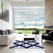 Square Patterned Night Blue Rug in a Living Room, pat1748blu