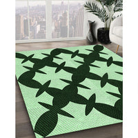 Patterned Dark Forest Green Rug, pat1748grn