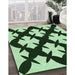 Patterned Dark Forest Green Rug in Family Room, pat1748grn