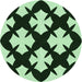 Square Patterned Dark Forest Green Rug, pat1748grn