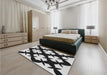 Patterned Charcoal Black Rug in a Bedroom, pat1748gry