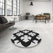 Round Patterned Charcoal Black Rug in a Office, pat1748gry