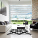 Square Patterned Charcoal Black Rug in a Living Room, pat1748gry