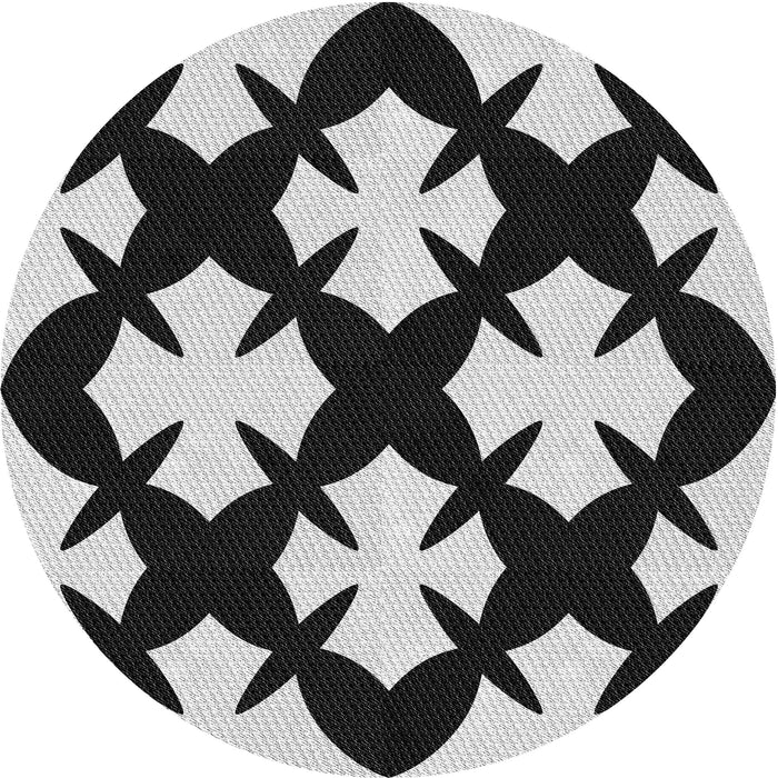 Square Patterned Charcoal Black Rug, pat1748gry