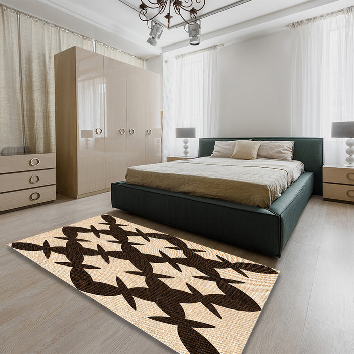 Patterned Red Rug in a Bedroom, pat1748org