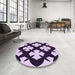 Round Patterned Blossom Pink Rug in a Office, pat1748pur