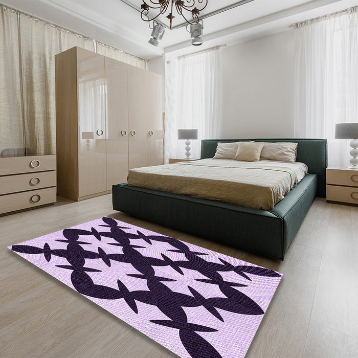 Patterned Blossom Pink Rug in a Bedroom, pat1748pur