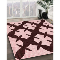 Patterned Deep Rose Pink Rug, pat1748rd