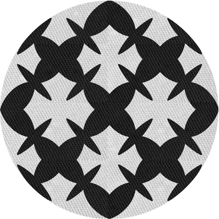 Sideview of Patterned Charcoal Black Novelty Rug, pat1748