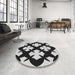 Round Patterned Charcoal Black Novelty Rug in a Office, pat1748