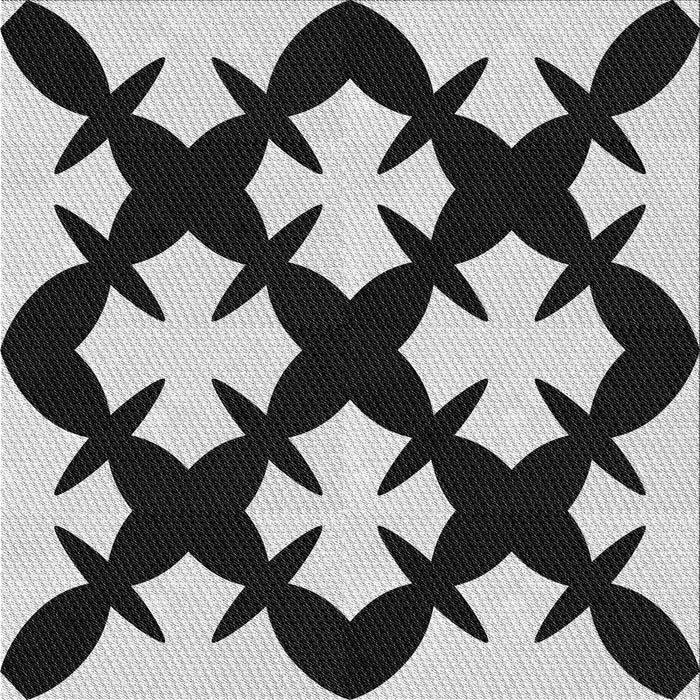 Square Patterned Charcoal Black Novelty Rug, pat1748