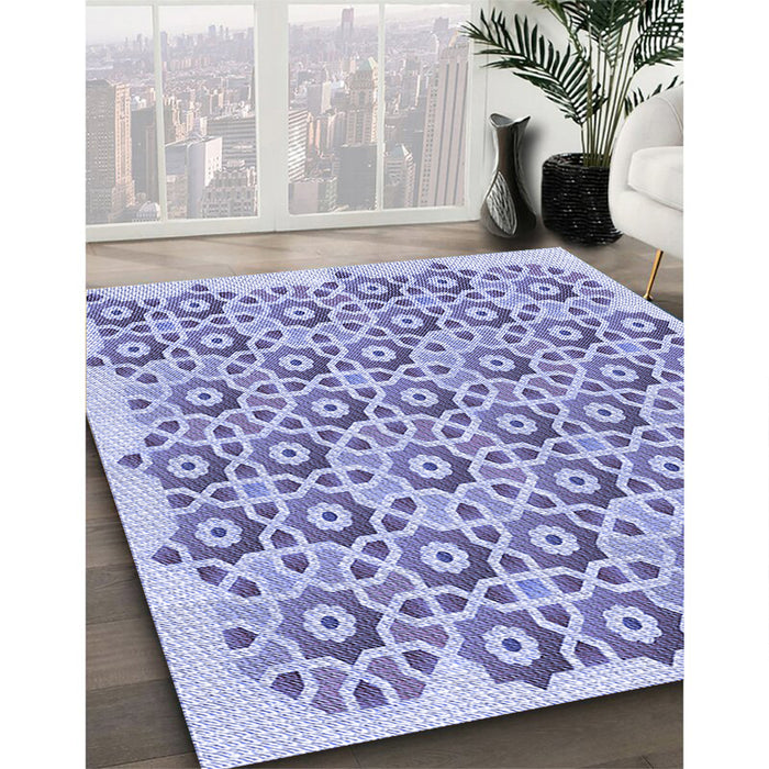 Machine Washable Transitional Slate Blue Rug in a Family Room, wshpat1749blu
