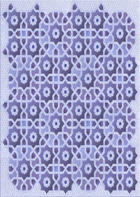 Machine Washable Transitional Slate Blue Rug, wshpat1749blu