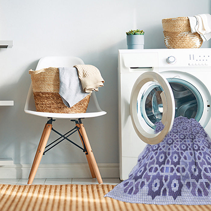Machine Washable Transitional Slate Blue Rug in a Washing Machine, wshpat1749blu