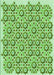 Machine Washable Transitional Dark Lime Green Rug, wshpat1749grn