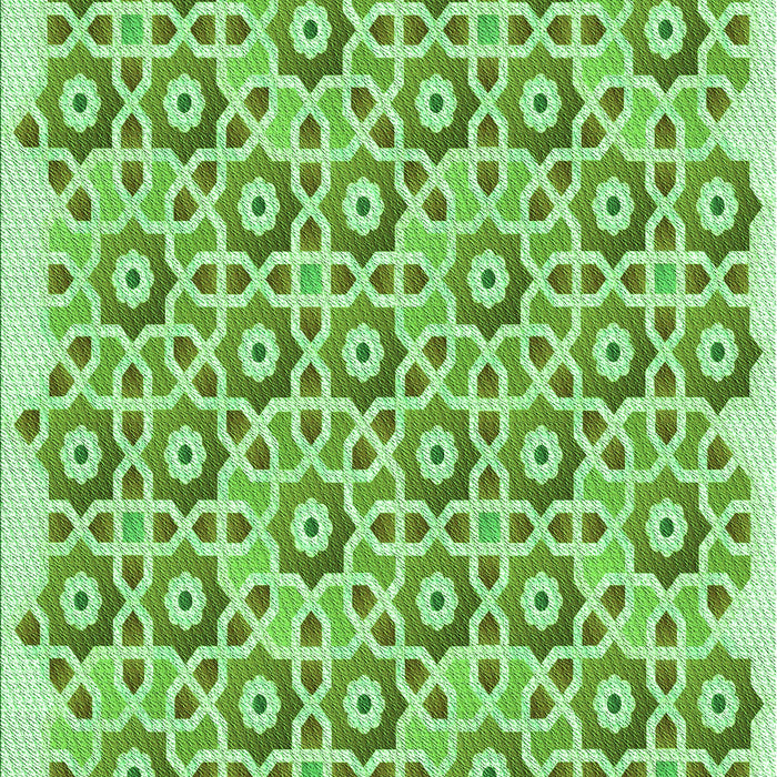 Machine Washable Transitional Dark Lime Green Rug, wshpat1749grn