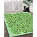 Machine Washable Transitional Dark Lime Green Rug in a Family Room, wshpat1749grn