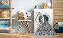 Machine Washable Transitional Light Gray Rug in a Washing Machine, wshpat1749gry