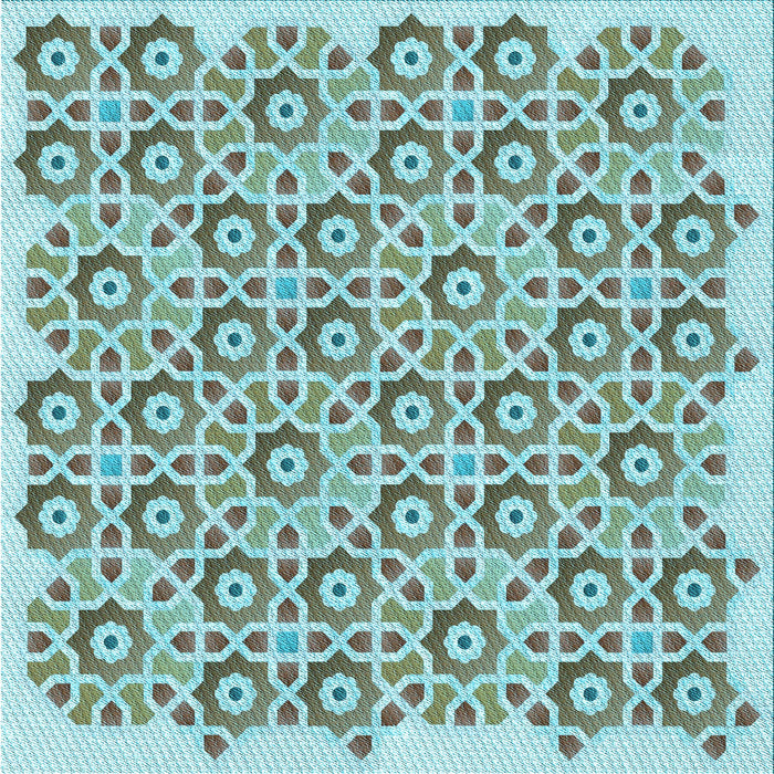Round Machine Washable Transitional Hazel Green Rug, wshpat1749lblu