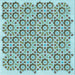 Round Machine Washable Transitional Hazel Green Rug, wshpat1749lblu