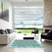 Machine Washable Transitional Hazel Green Rug in a Kitchen, wshpat1749lblu