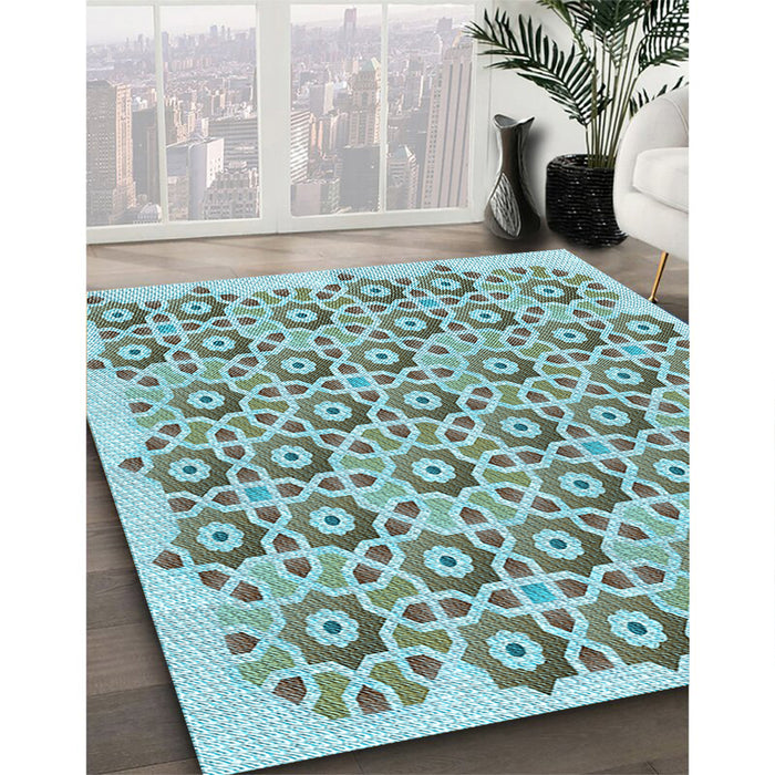 Machine Washable Transitional Hazel Green Rug in a Family Room, wshpat1749lblu