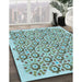 Machine Washable Transitional Hazel Green Rug in a Family Room, wshpat1749lblu
