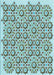 Machine Washable Transitional Hazel Green Rug, wshpat1749lblu