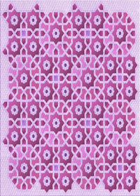 Machine Washable Transitional Blossom Pink Rug, wshpat1749pur