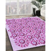 Machine Washable Transitional Blossom Pink Rug in a Family Room, wshpat1749pur