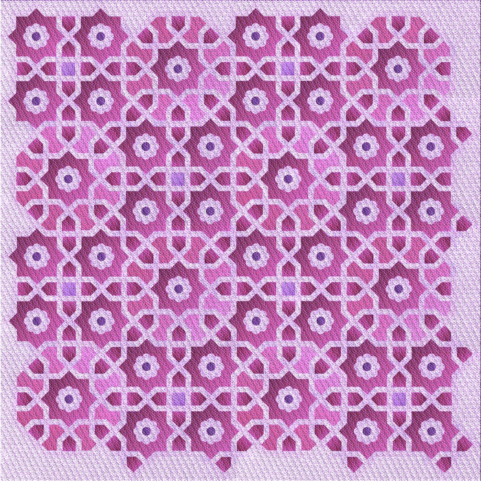 Round Machine Washable Transitional Blossom Pink Rug, wshpat1749pur