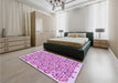Round Machine Washable Transitional Blossom Pink Rug in a Office, wshpat1749pur