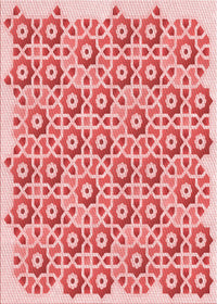 Machine Washable Transitional Pink Rug, wshpat1749rd