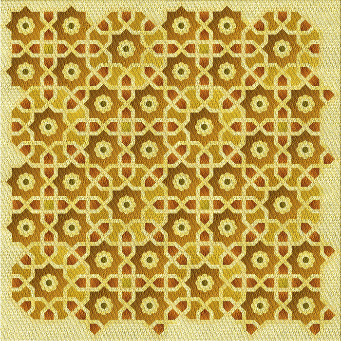 Round Machine Washable Transitional Bold Yellow Rug, wshpat1749yw