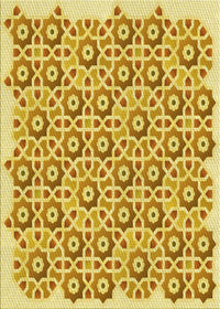 Machine Washable Transitional Bold Yellow Rug, wshpat1749yw