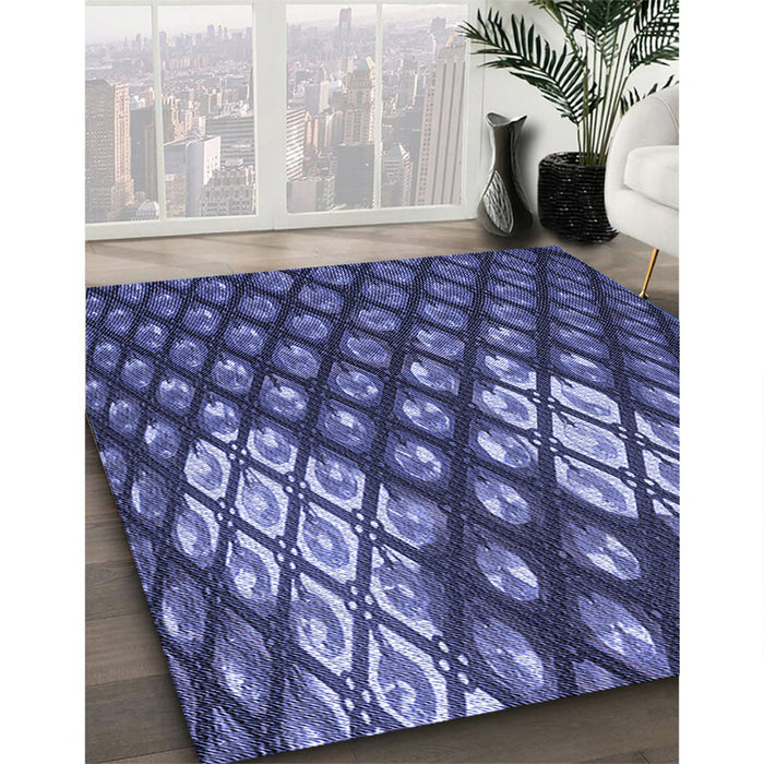 Machine Washable Transitional Medium Slate Blue Rug in a Family Room, wshpat175blu