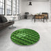 Round Patterned Deep Emerald Green Rug in a Office, pat175grn
