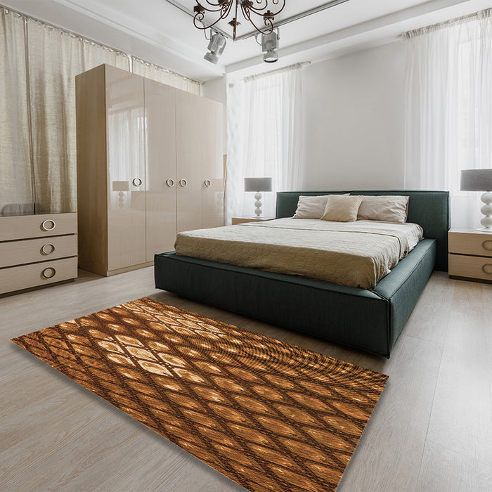 Patterned Orange Rug in a Bedroom, pat175org