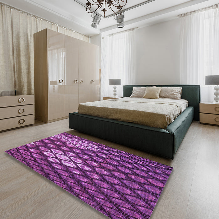 Patterned Purple Rug in a Bedroom, pat175pur