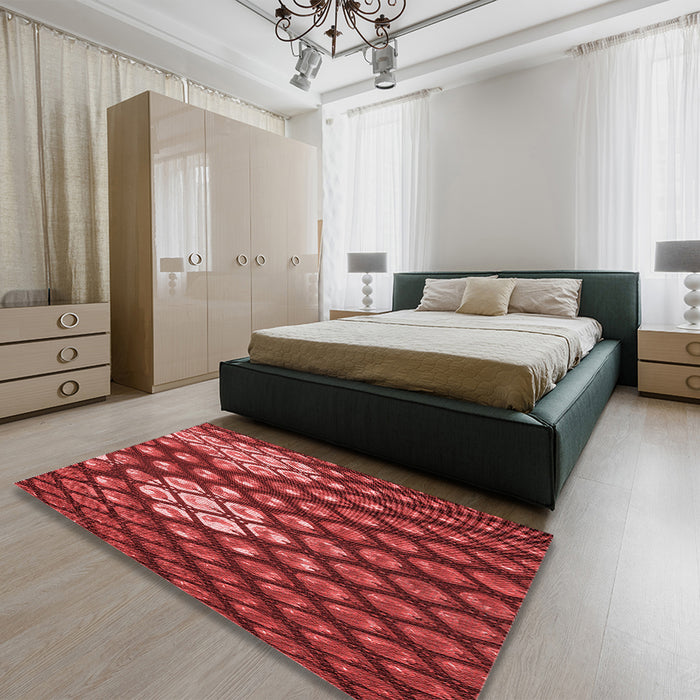 Round Machine Washable Transitional Red Rug in a Office, wshpat175rd
