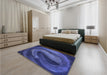 Round Machine Washable Transitional Denim Dark Blue Rug in a Office, wshpat1750blu